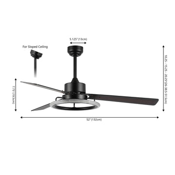 Remy 52" Modern Industrial Iron/Acrylic/Wood Remote-Controlled 6-Speed Integrated LED Ceiling Fan - JONATHAN Y